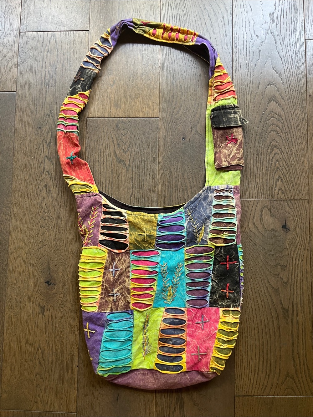 Boho Multicolor Patchwork Crossbody Shoulder Bag - Picture 4 of 6